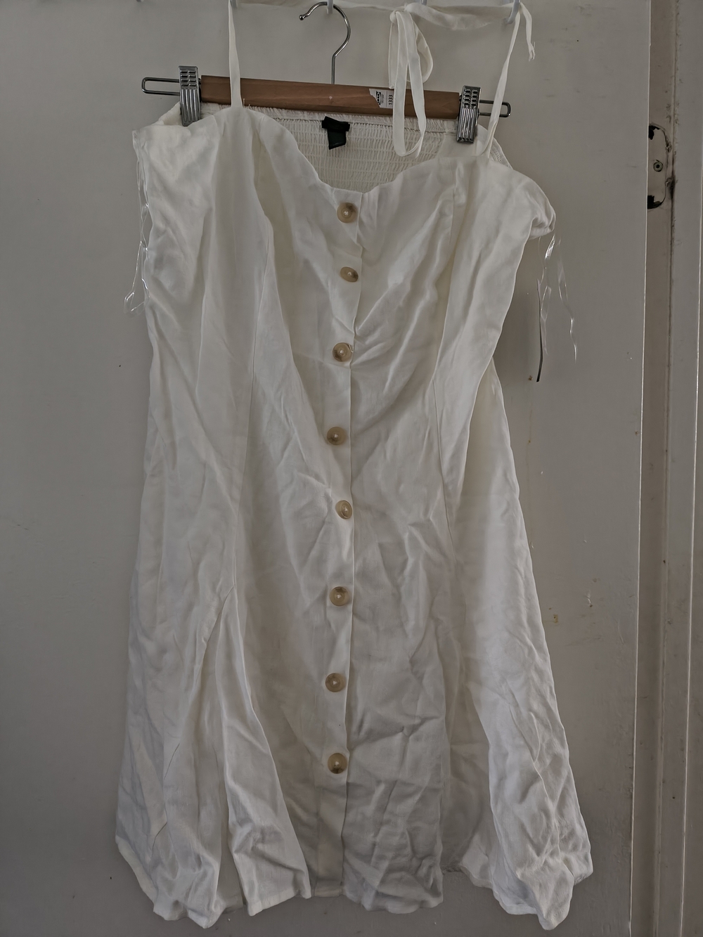 a new day White Button-Front Midi Dress with Tie Straps